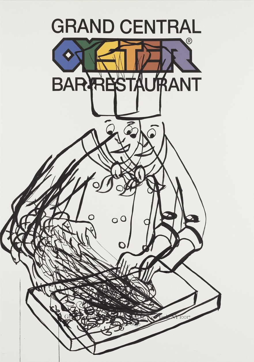 Oyster Bar, 2015 (vegyes technika, akvarellpapírra, panelen, a hátoldalon recept) alkotó: Jay Batlle