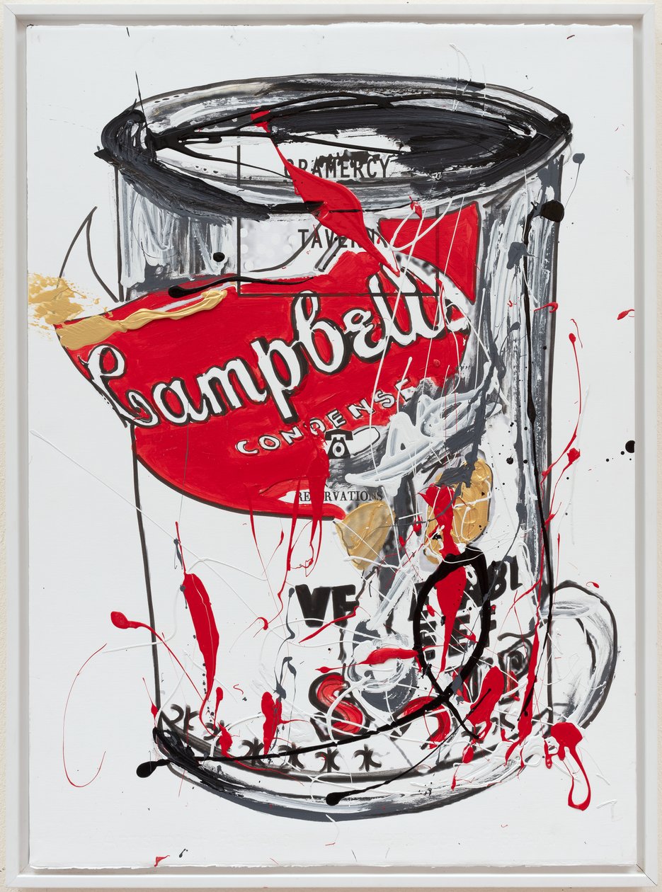 Soup Can 3 NewYorker, 2019 (házfesték és tinta vászonra) alkotó: Jay Batlle