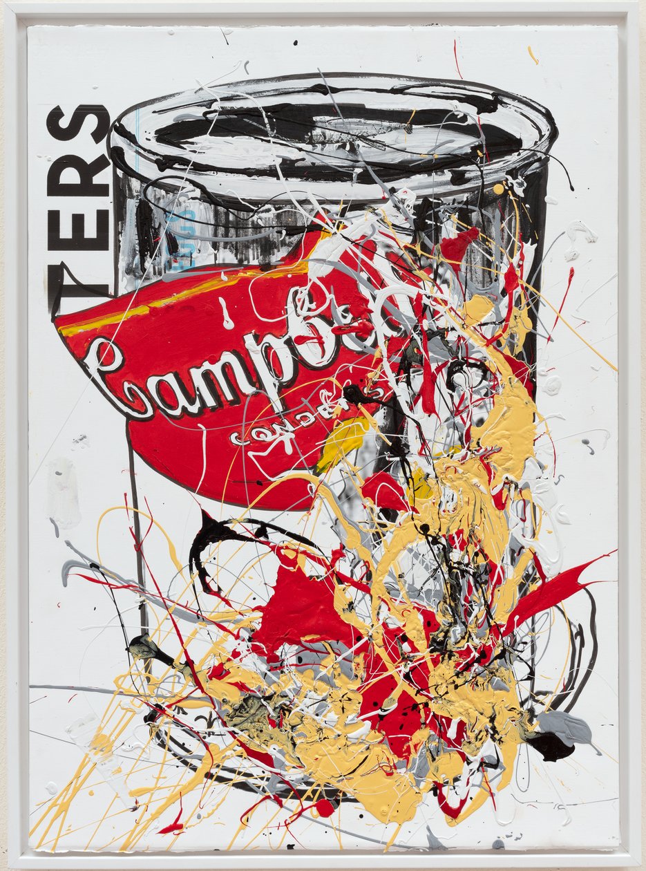 Soup Can 5 Daughters, 2019 (házfesték és tinta vászonra) alkotó: Jay Batlle