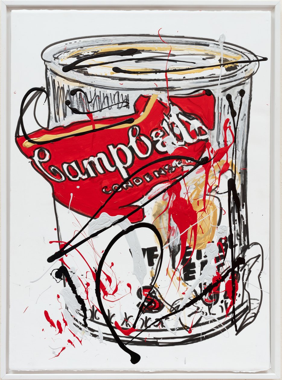 Soup Can 7 Fake, 2019 (festék és tinta vászonra) alkotó: Jay Batlle
