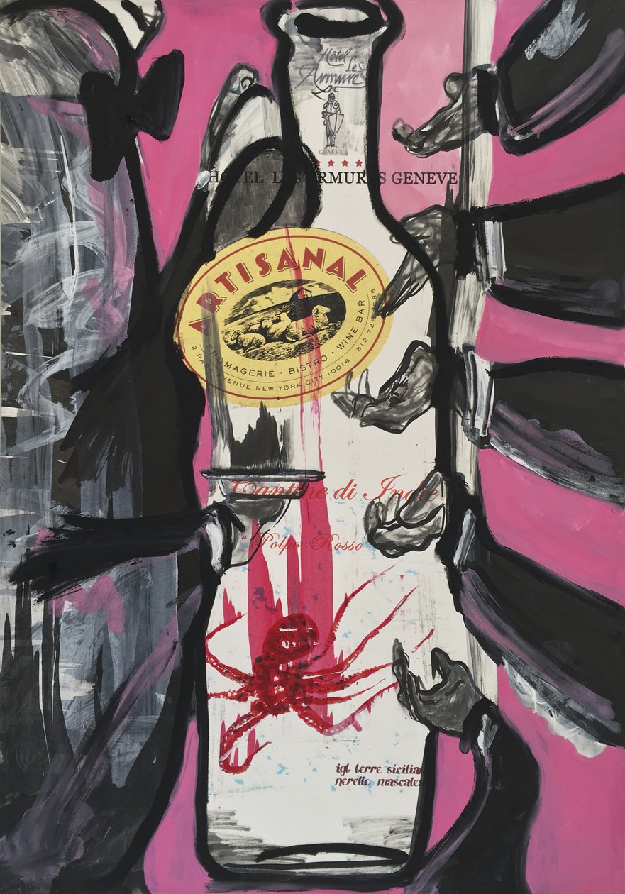 The Pink Slip, 2016 (vegyes technika, akvarellpapírra, panelen, a hátoldalon recept) alkotó: Jay Batlle