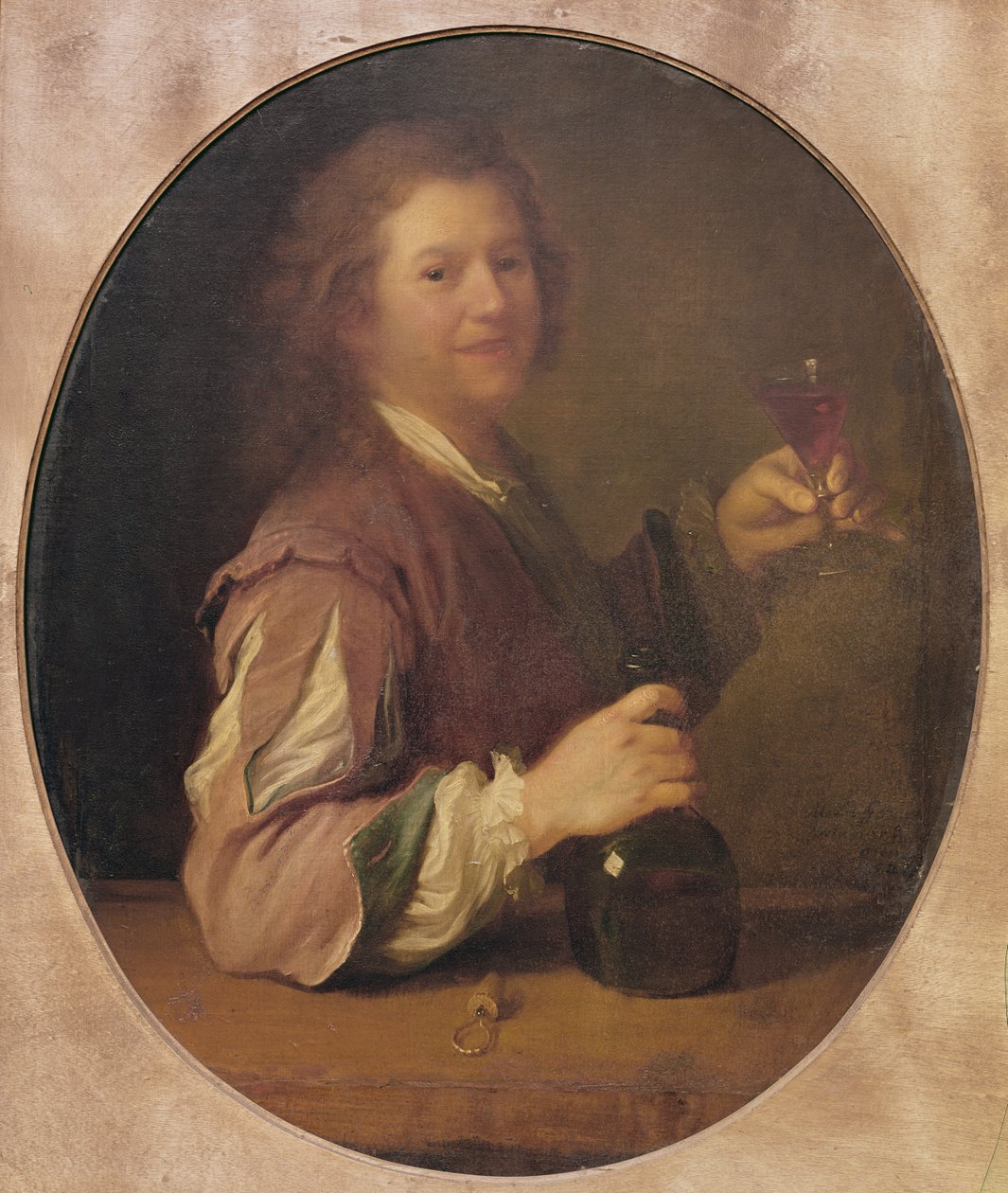 Önarckép a művészről, amint iszik, 1724 alkotó: Jean Alexis Grimou