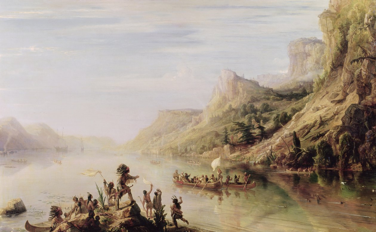 Jacques Cartier (1491-1557) A Szent Lőrinc folyó felfedezése 1535-ben, 1847 alkotó: Jean Antoine Theodore Gudin