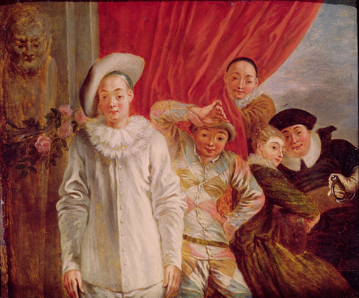 A Comedie Italienne szereplői alkotó: Jean Antoine Watteau