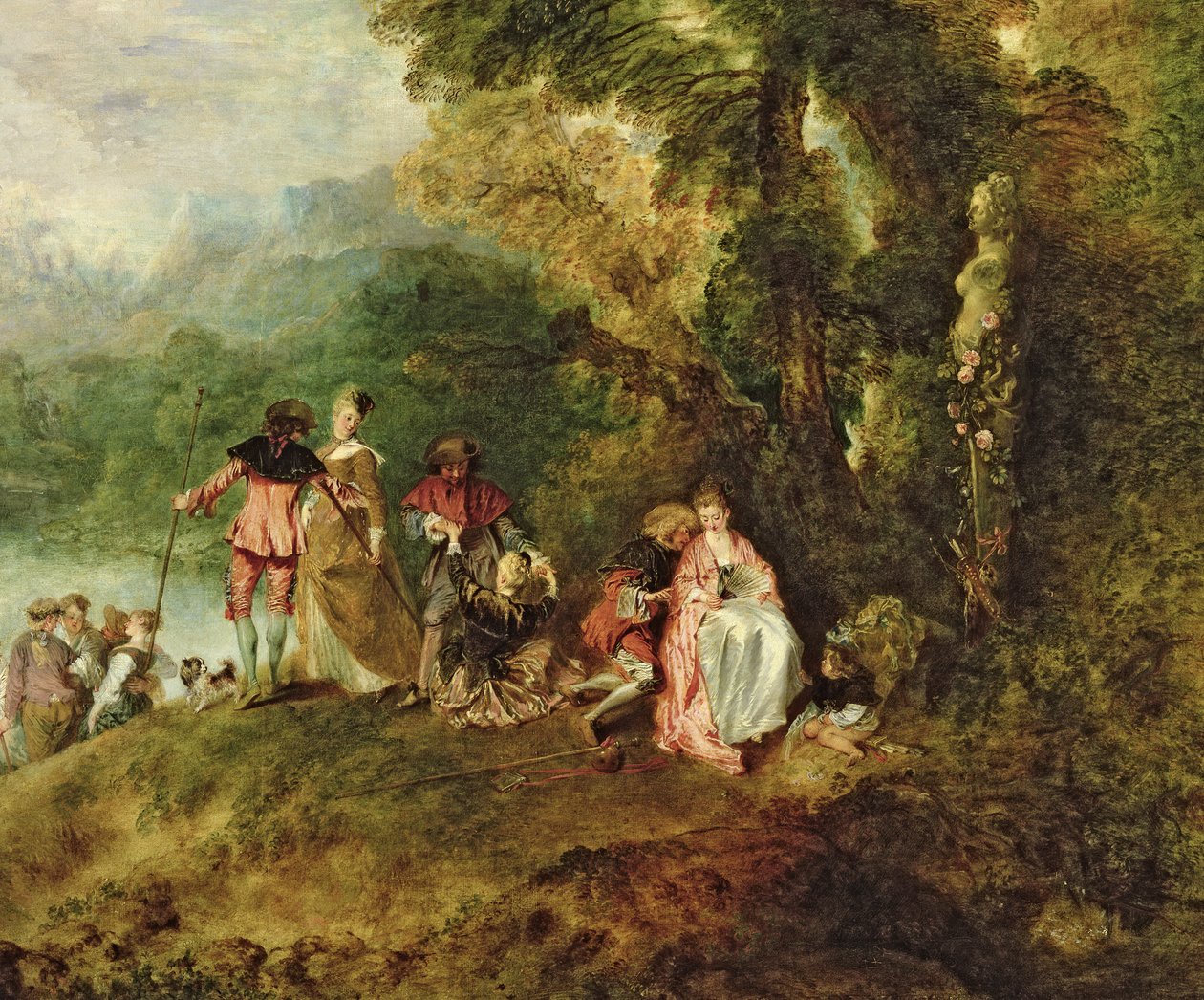 Behajózás a Cytherához, 1717 olaj, vászon, 3755 részlet alkotó: Jean Antoine Watteau