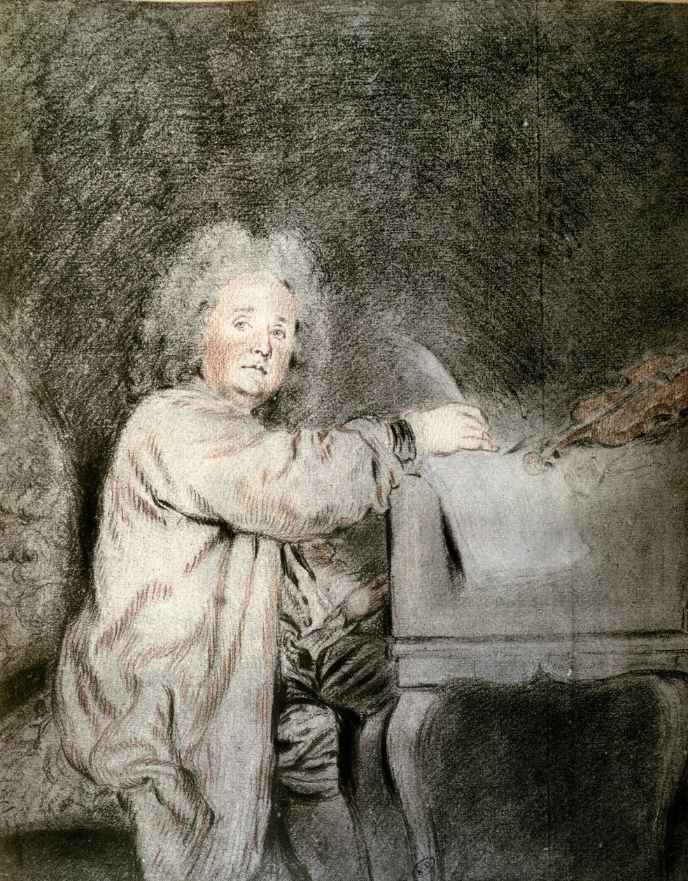 Jean-Ferry Rebel (1666-1747), 1715 körül (kréta és zsírkréta papíron) alkotó: Jean Antoine Watteau