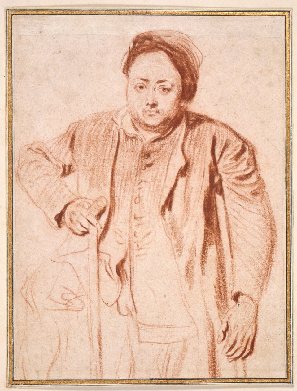Antoine de la Roque portréja (piros kréta papíron) alkotó: Jean Antoine Watteau