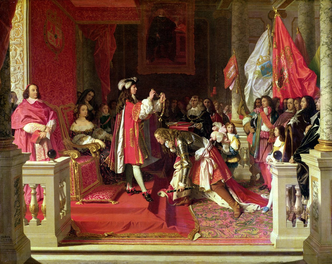 A spanyol V. Fülöp az 1818-as almansai csata után James Fitzjames marsalt, Berwick hercegét az Aranygyapjú lovasává teszi alkotó: Jean Auguste Dominique Ingres
