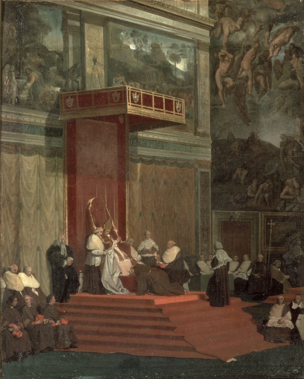 VII. Pius pápa (Luigi Barnaba Chiaramonti) (1742-1823) a kápolnába jár, 1820 alkotó: Jean Auguste Dominique Ingres