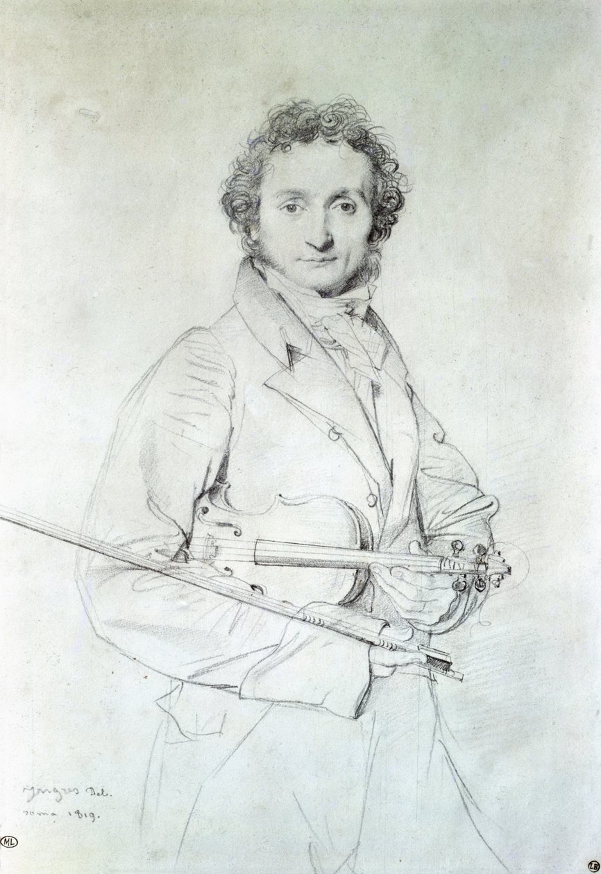 Niccolo Paganini (1782-1840) portréja 1819 (ceruza papíron) alkotó: Jean Auguste Dominique Ingres