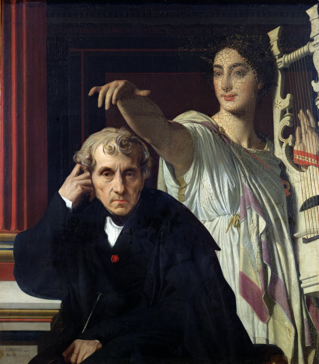 Cherubini olasz zeneszerző (1760-1842) és a lírai költészet múzsájának portréja, 1842 alkotó: Jean Auguste Dominique Ingres