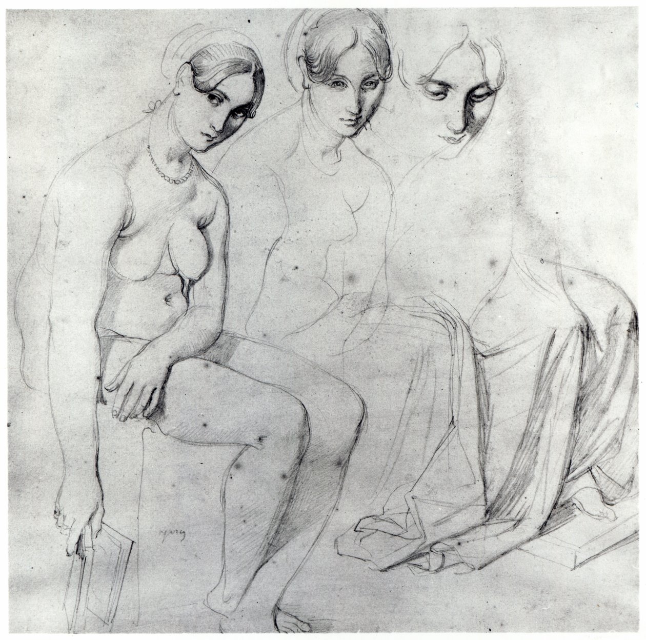 Tanulmány Francesca da Rimini számára alkotó: Jean Auguste Dominique Ingres