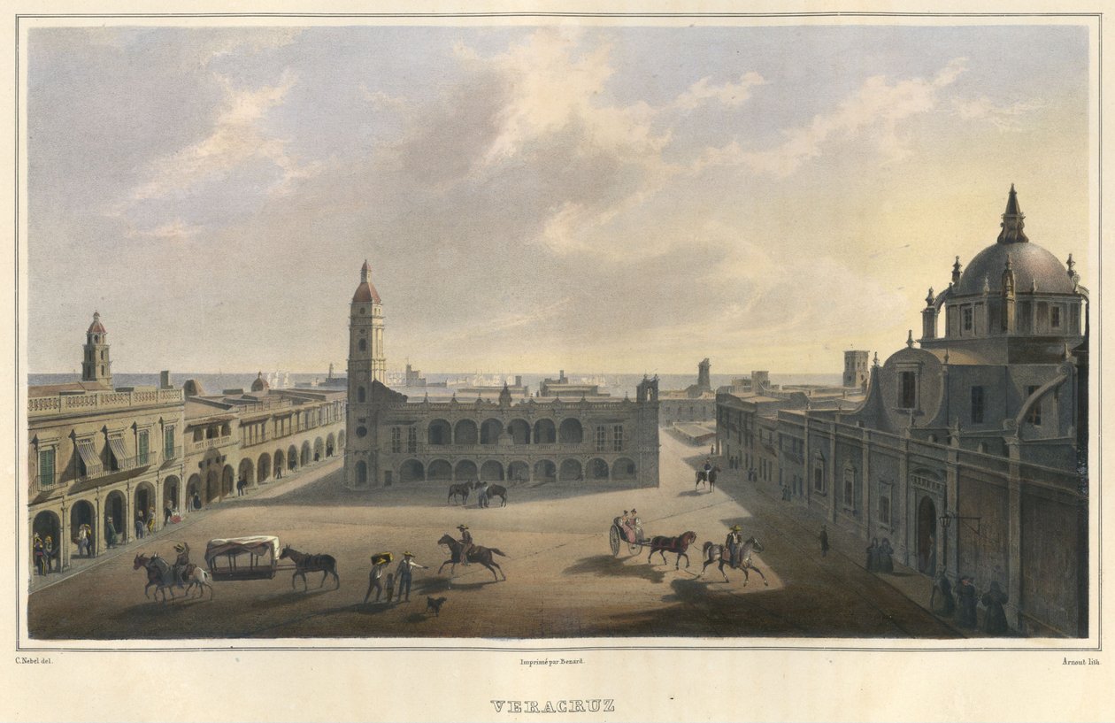 Kilátás Veracruz főterére, Mexikó, 1829-1834 alkotó: Jean Baptiste Arnout