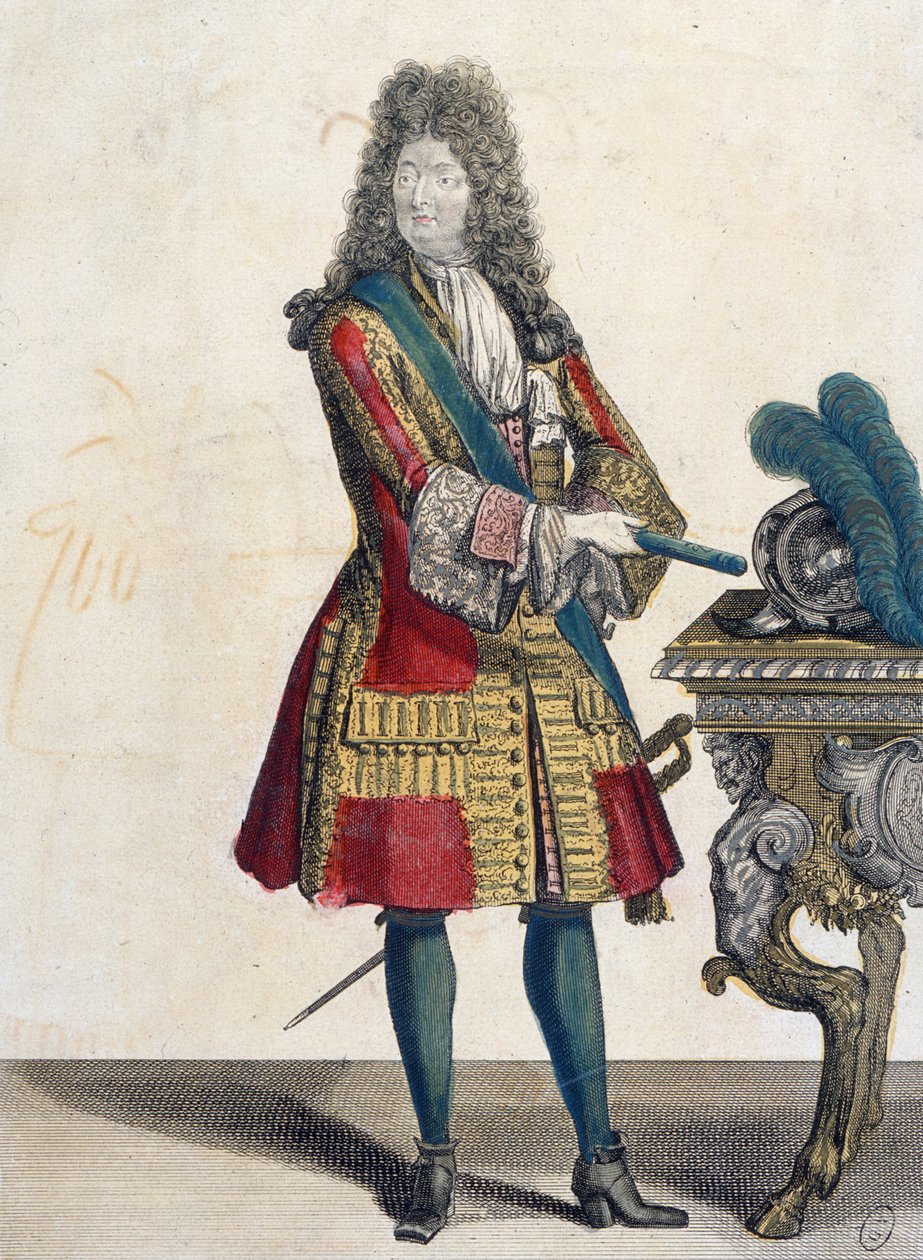 XIV. Lajos (1638-1715) (színes metszet) alkotó: Jean Baptiste Bonnart