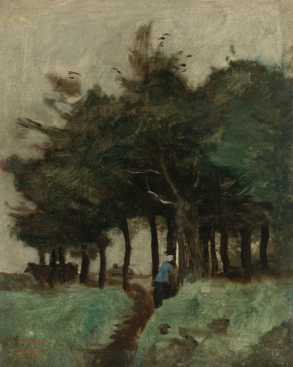 Boulogne-Sur-Mer, üreges ösvény, amelyet fák uralnak alkotó: Jean Baptiste Camille Corot