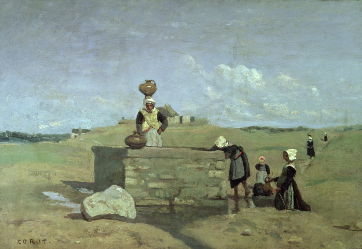 Breton nők a kútnál Batz mellett, 1842 körül alkotó: Jean Baptiste Camille Corot