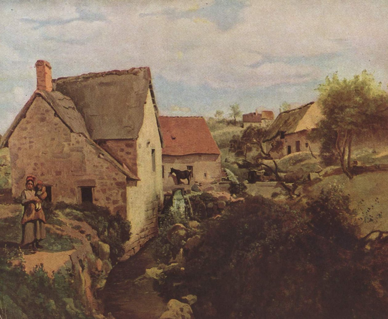 Házikók és malom a patak partján alkotó: Jean Baptiste Camille Corot