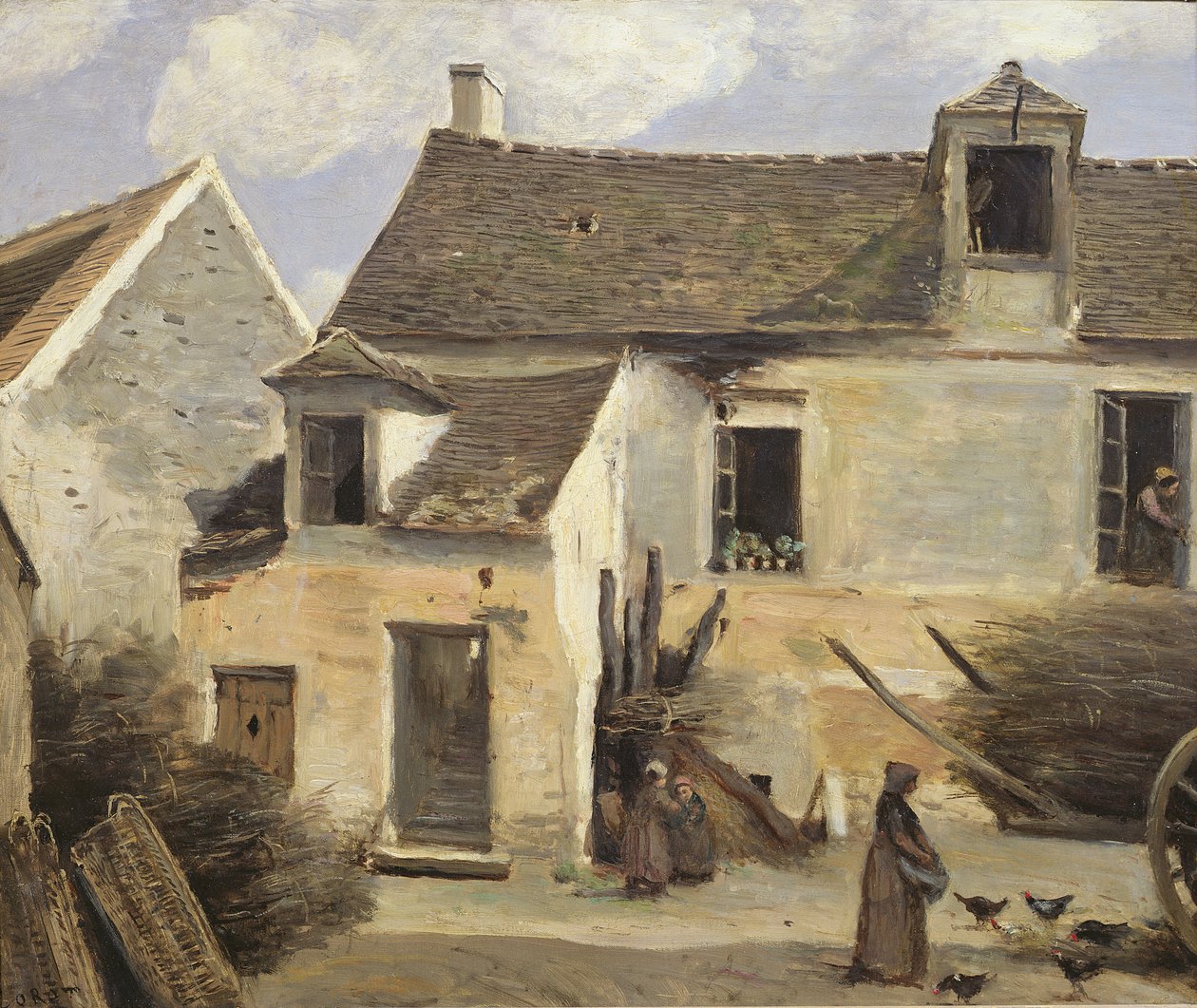 Egy pékség udvara Párizs mellett, vagy egy ház udvara Párizs mellett, 1865-70 körül alkotó: Jean Baptiste Camille Corot