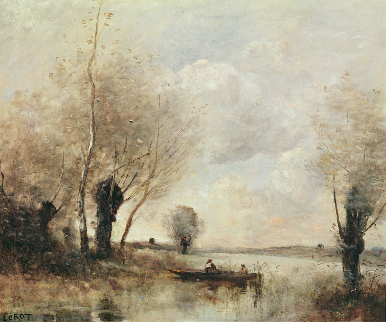 Halászok kikötöttek egy banknál alkotó: Jean Baptiste Camille Corot
