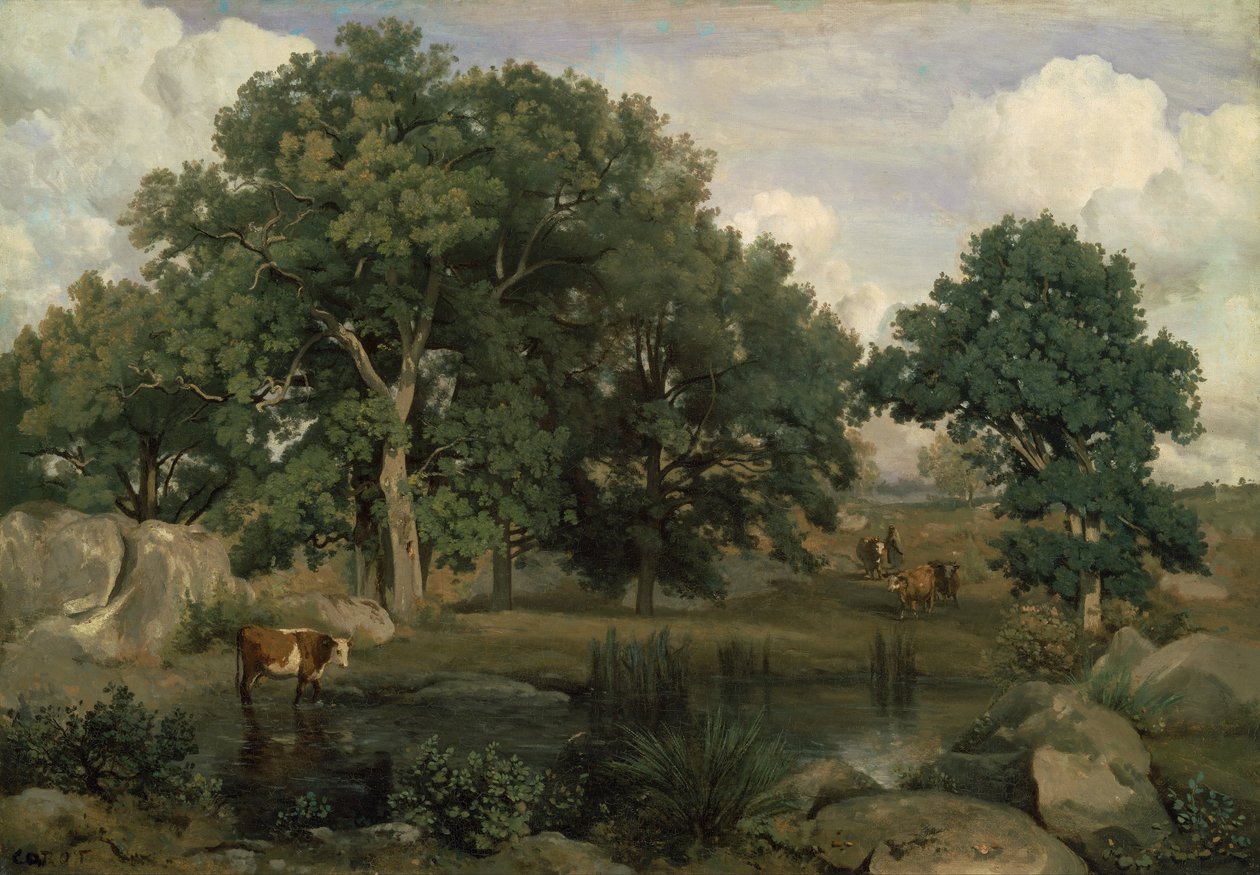 Fontainebleau -i erdő alkotó: Jean Baptiste Camille Corot