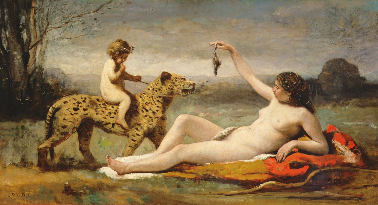 La bacchante a la panthere, 1855-60 alkotó: Jean Baptiste Camille Corot
