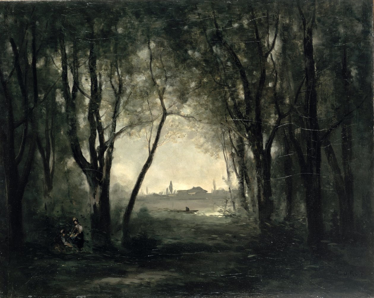 Táj tóval, 1860-73 alkotó: Jean Baptiste Camille Corot
