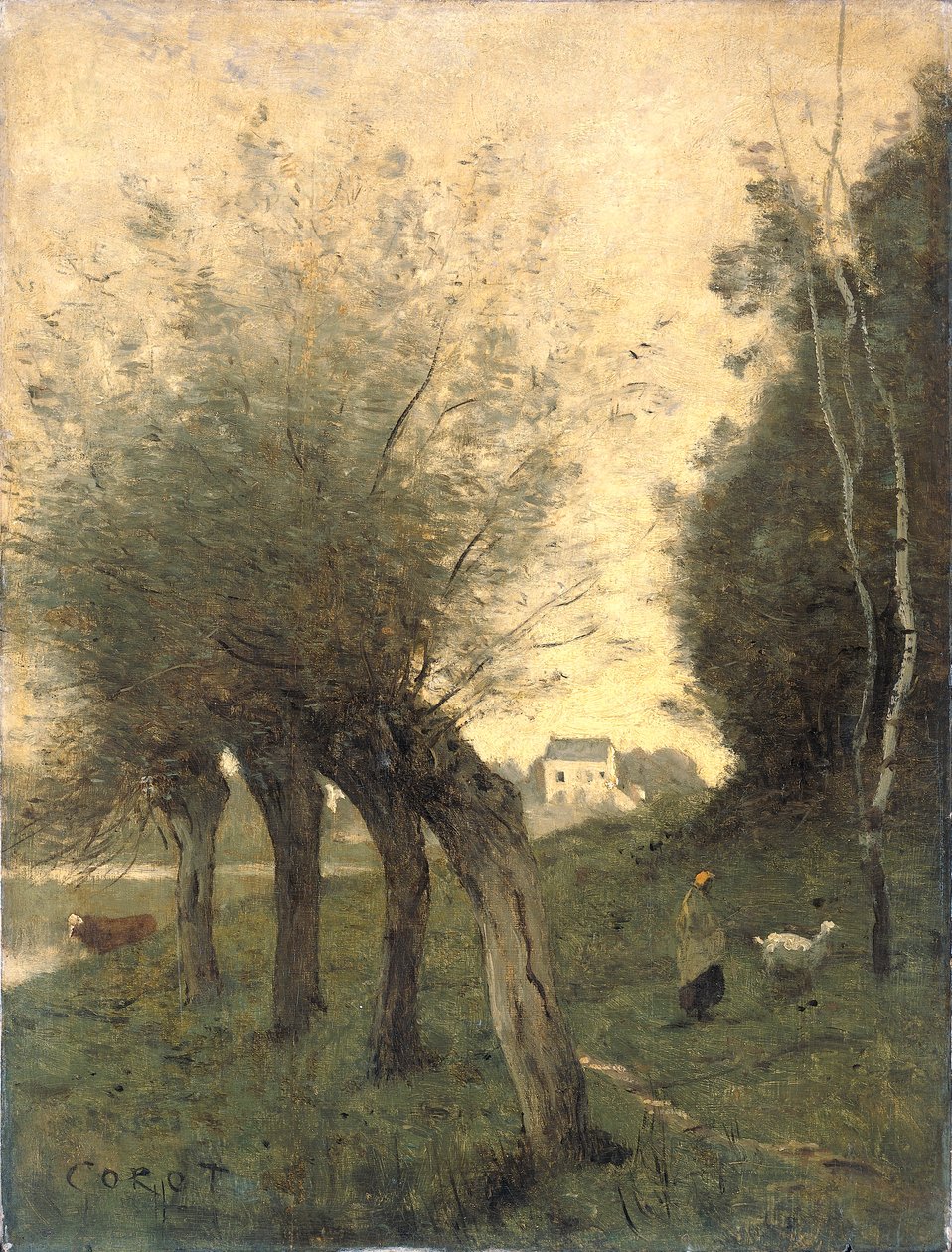 Táj pollard fűzfákkal alkotó: Jean Baptiste Camille Corot