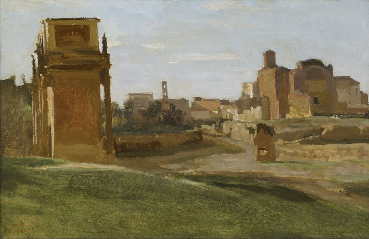 Larc de Constantin és a fórum alkotó: Jean Baptiste Camille Corot