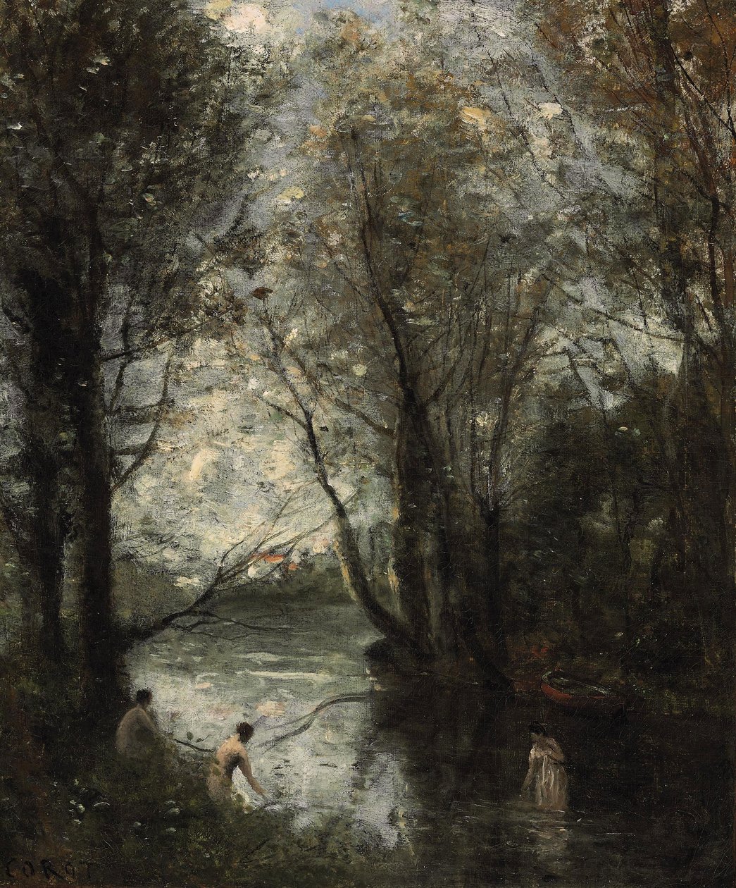 A három fürdőző alkotó: Jean Baptiste Camille Corot