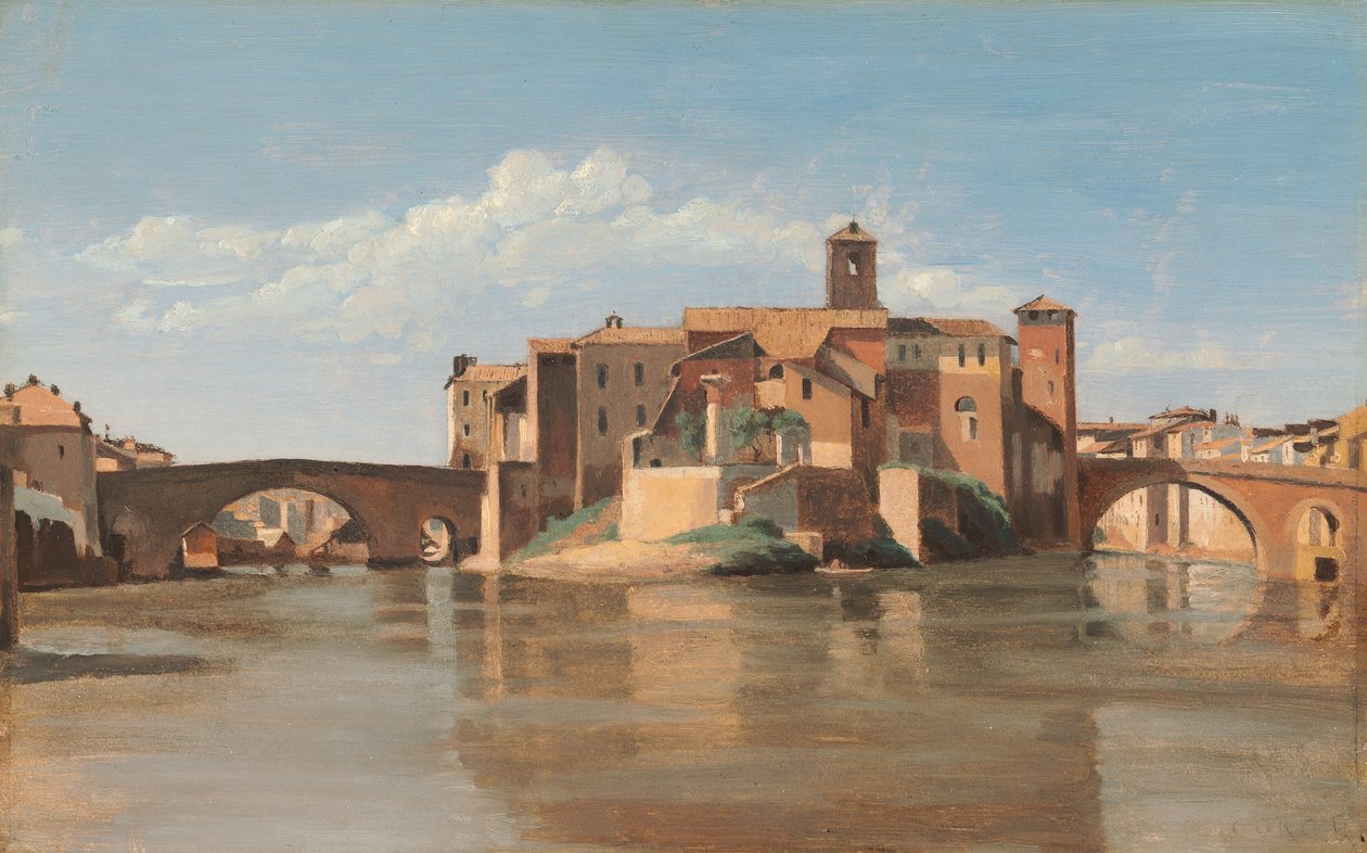 A sziget és a híd San Bartolomeo, Róma alkotó: Jean Baptiste Camille Corot