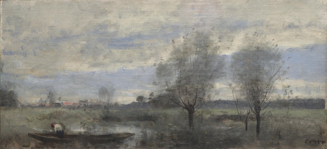 Palluel, csónakos a mocsárban alkotó: Jean Baptiste Camille Corot