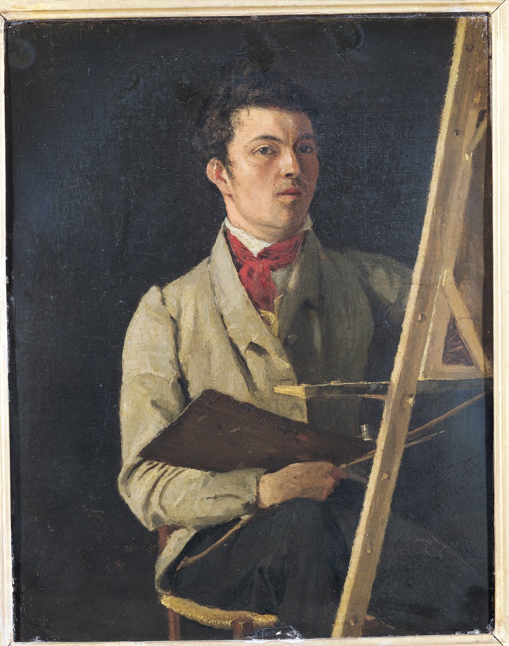 Önarckép, festőállvány mellett ülve, 1825 alkotó: Jean Baptiste Camille Corot