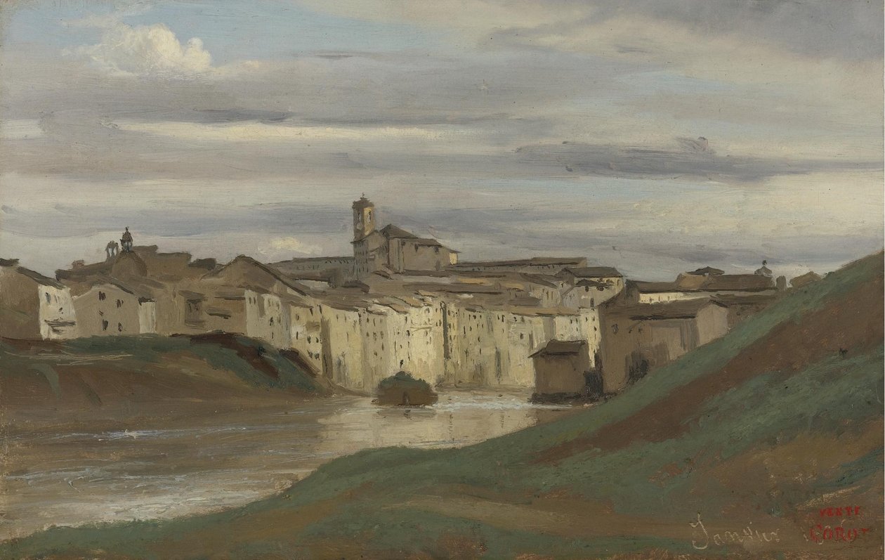 A Tiberis partján, Rómában alkotó: Jean Baptiste Camille Corot