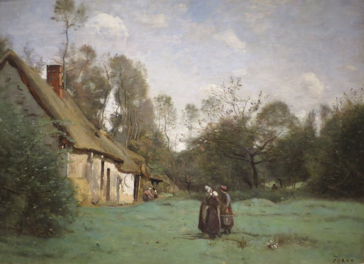 Nádfedeles nyaraló Normandiában alkotó: Jean Baptiste Camille Corot