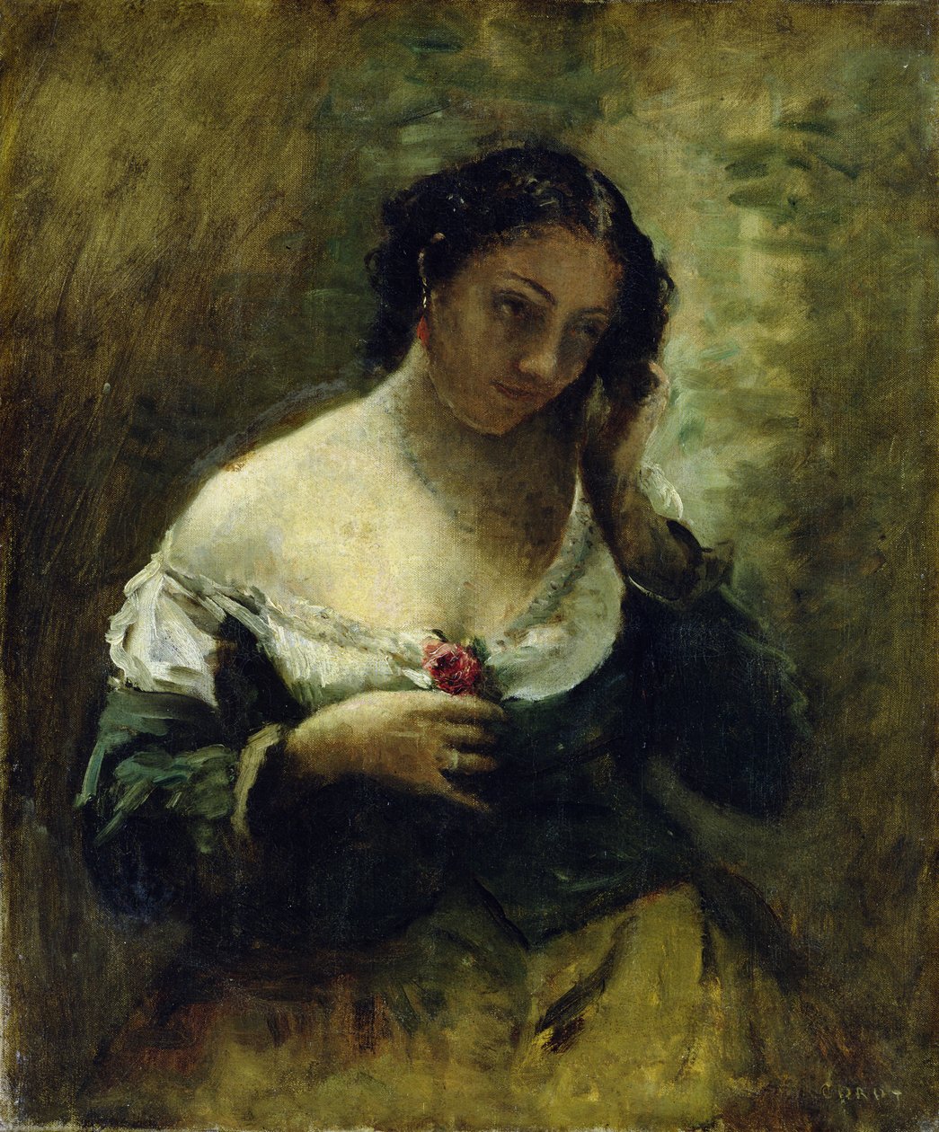 A lány a rózsával, 1865 körül alkotó: Jean Baptiste Camille Corot