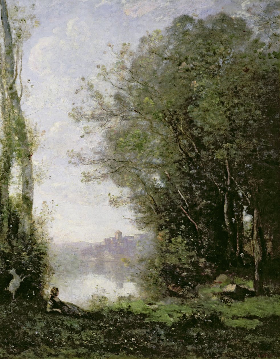 A kecskepásztor a víz mellett alkotó: Jean Baptiste Camille Corot