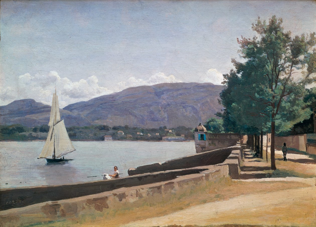 A Quai des Paquis, Genf, 1842 körül alkotó: Jean Baptiste Camille Corot