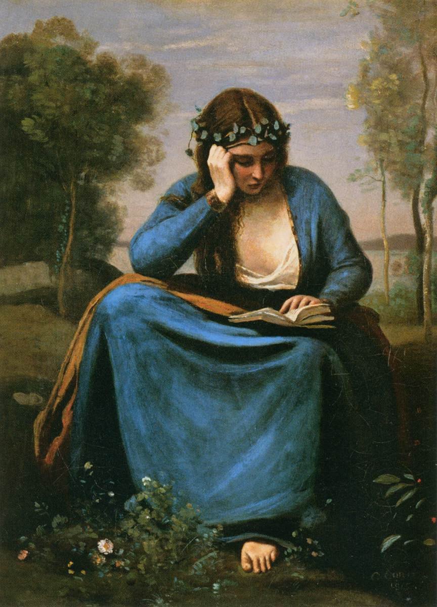 Az olvasó virágokkal koszorúzott alkotó: Jean Baptiste Camille Corot