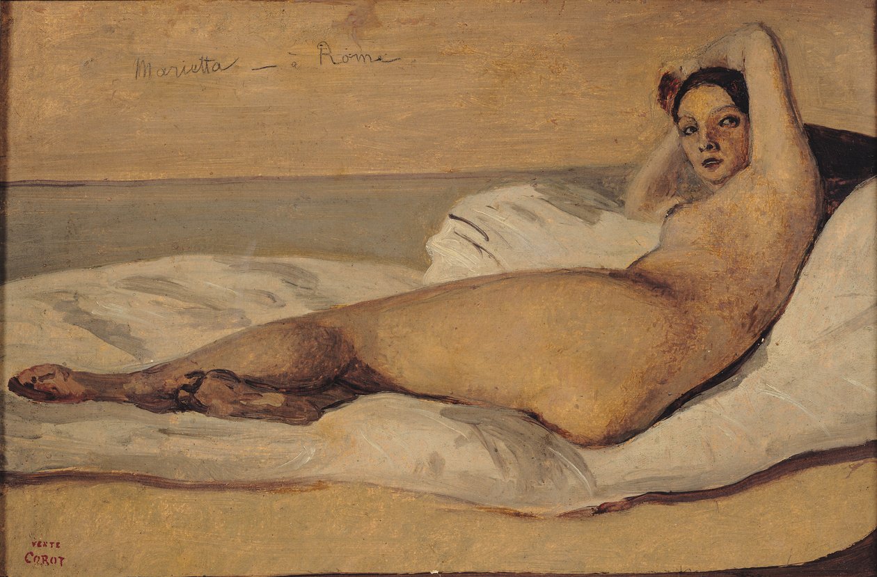 A római odalisque (Marietta) 1843 (olaj és ceruza papíron) alkotó: Jean Baptiste Camille Corot