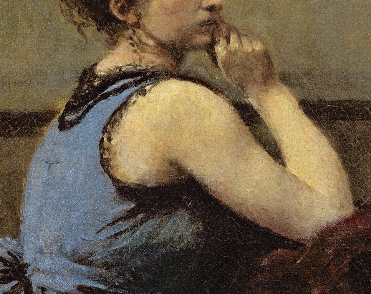 The Woman in Blue, 1874 (82880 részlet) alkotó: Jean Baptiste Camille Corot