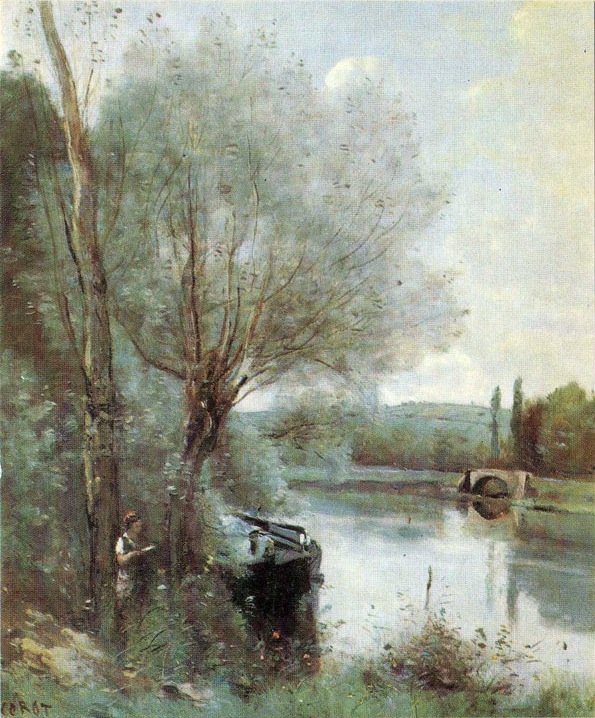 Az olvasó az erdős banknál alkotó: Jean Baptiste Camille Corot