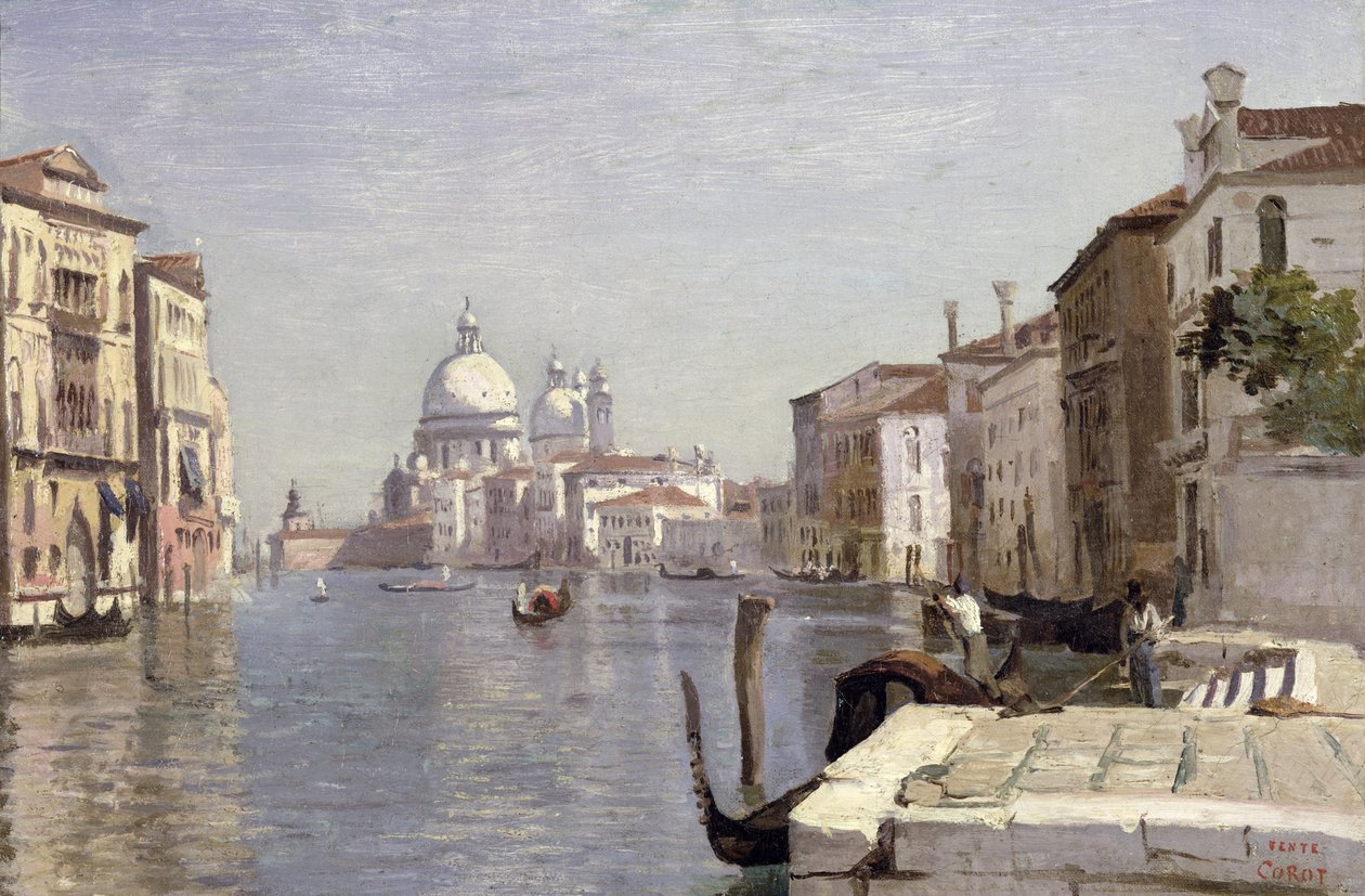 Velence – A Campo della Carita kilátása a tisztelgés kupolája felé, 1834 alkotó: Jean Baptiste Camille Corot