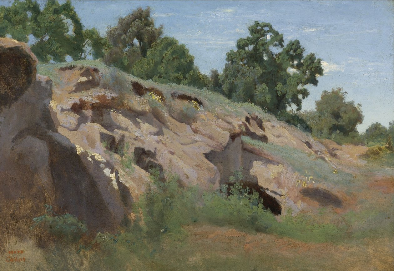 Sziklás oldal alkotó: Jean Baptiste Camille Corot