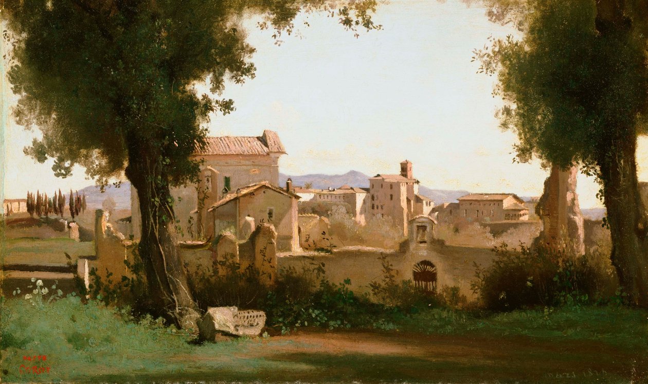 Kilátás a Farnese Gardens -ből, Róma alkotó: Jean Baptiste Camille Corot