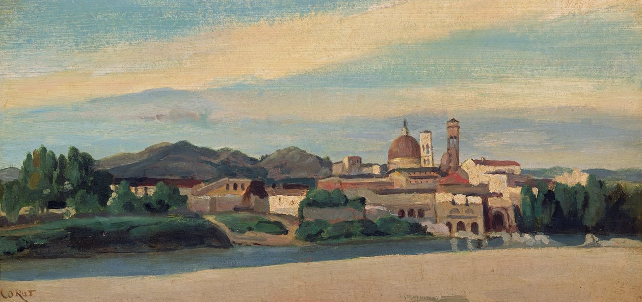 Kilátás egy olasz falura (olaj) alkotó: Jean Baptiste Camille Corot