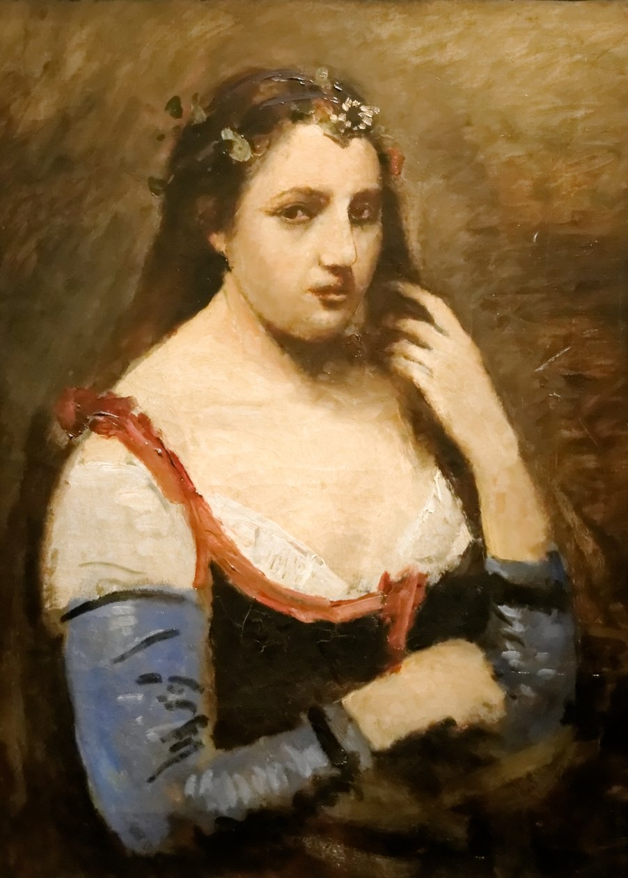 Nő százszorszépekkel alkotó: Jean Baptiste Camille Corot
