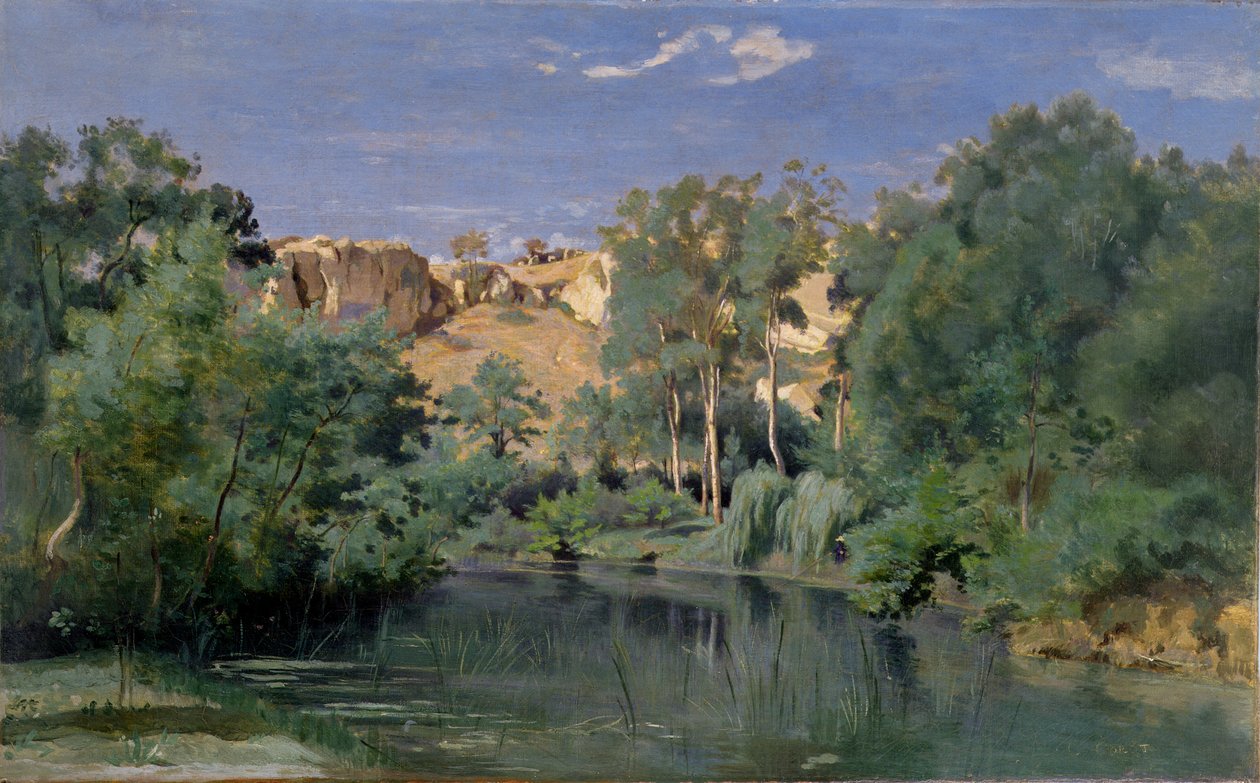 Erdős tájkép tóval, 1830 körüli évek alkotó: Jean Baptiste Camille Corot