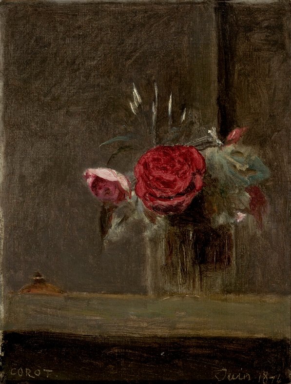 rózsa egy pohárban alkotó: Jean Baptiste Camille Corot