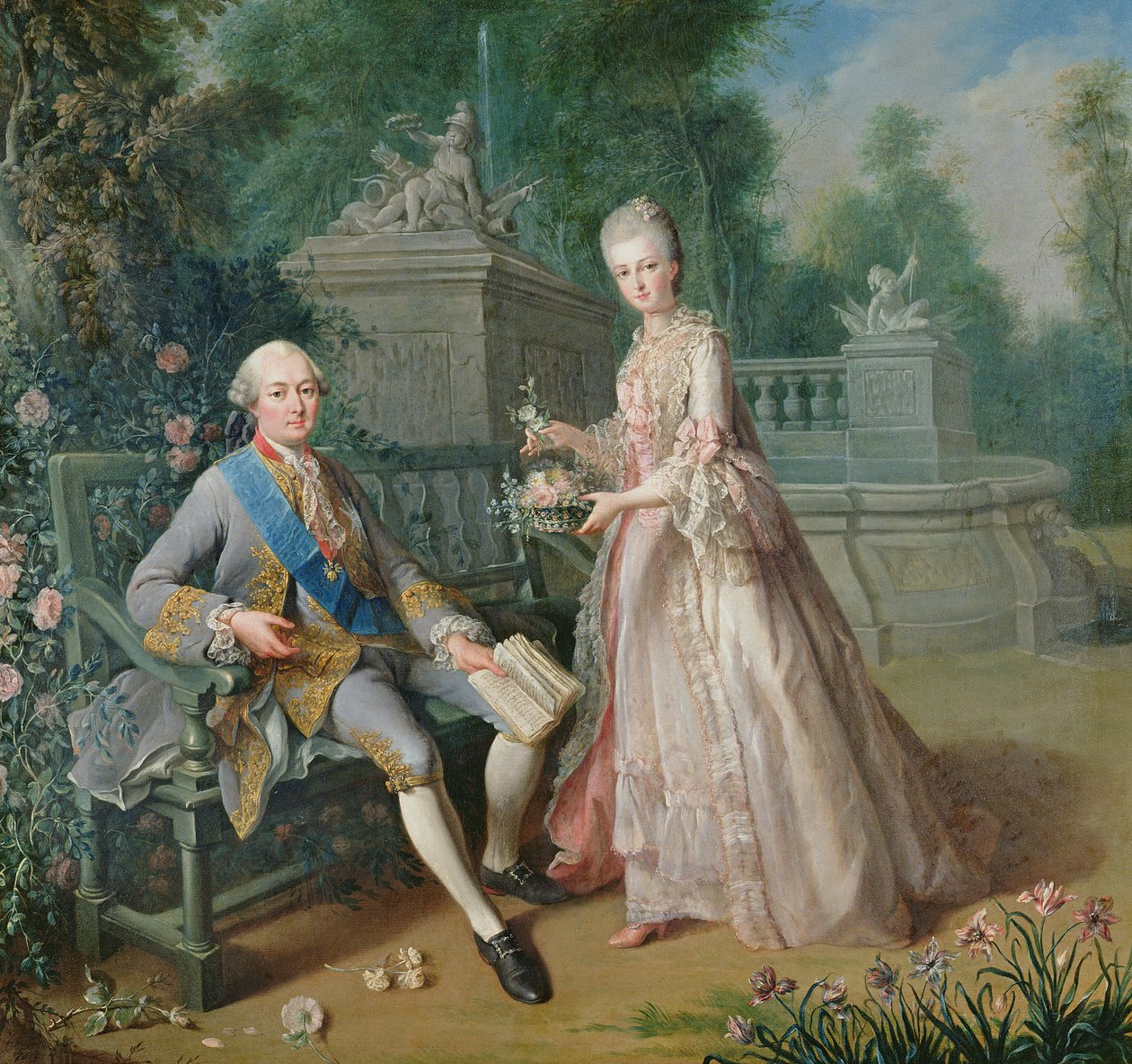 Louis Jean Marie de Bourbon, Penthievre herceg és lánya, Louise-Marie Adelaide alkotó: Jean Baptiste Charpentier