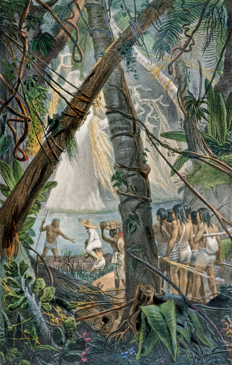 Goyanas Indians, Pernam-Bouc, Brazília északkeleti része, a "Voyage Pittoresque et Historique au Bresil"-ből, Charles Etienne Pierre Motte (1785-1836) metszete, 1839-ben megjelent alkotó: Jean Baptiste Debret